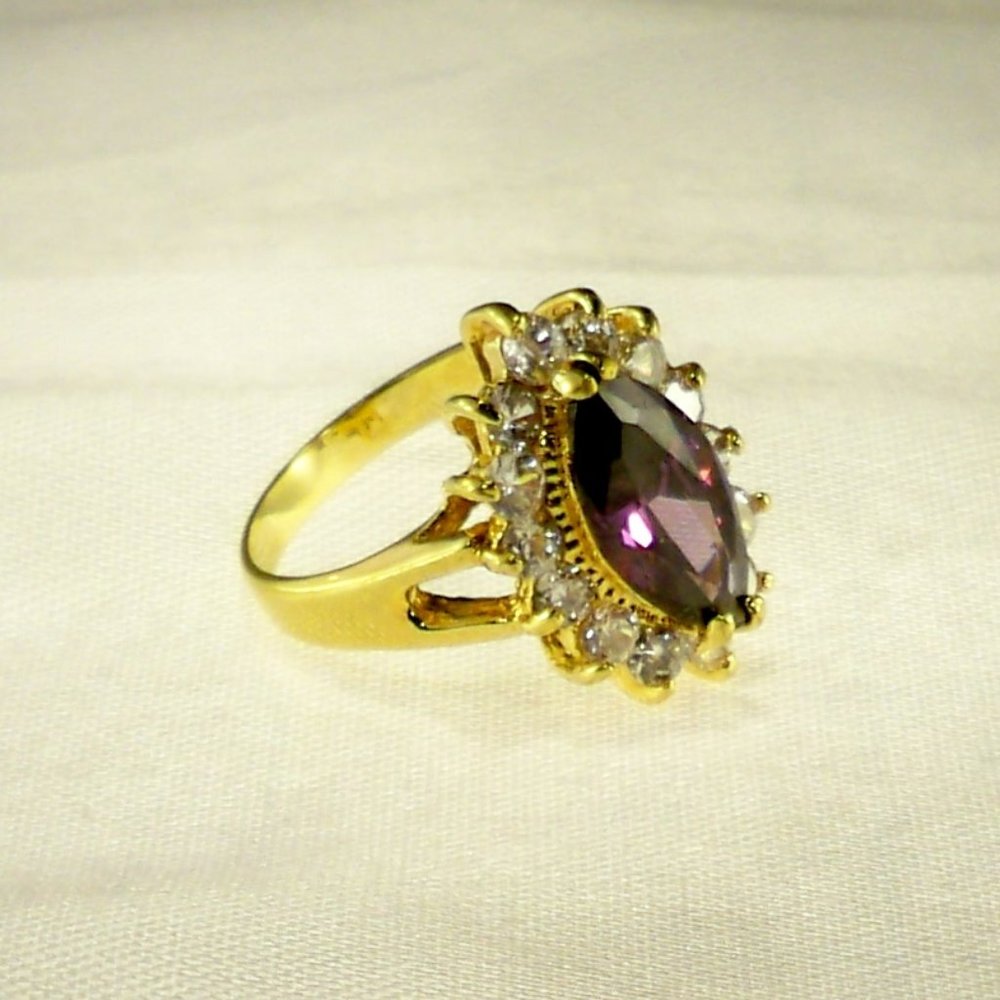 NEW Purple Marquise Cut Cubic Zirconias Gold Ring